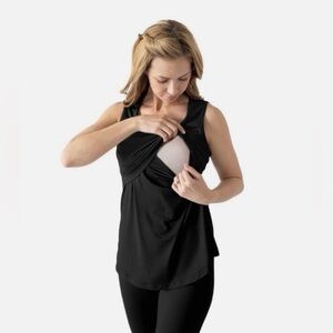 Kindred Bravely Bamboo Viscose Black Sleeveless Nursing Maternity Tank Small